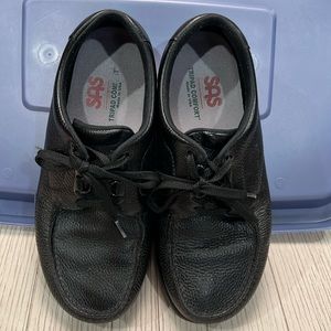 Mens SAS Black Bout Time Lace Up Loafer